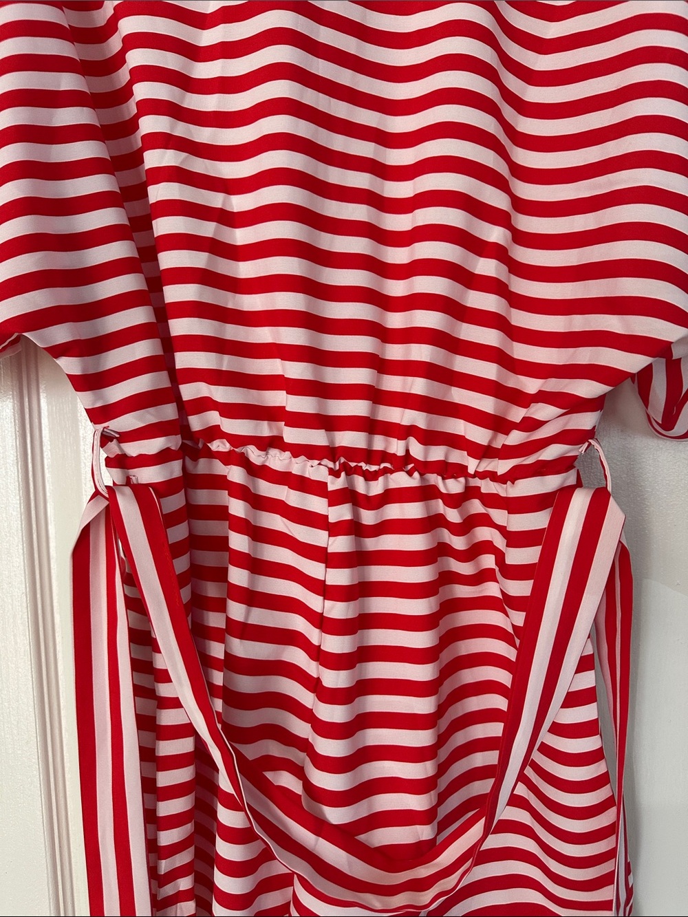 SHEIN Red & White Striped Belted Jumpsuit - Picture 4 of 4